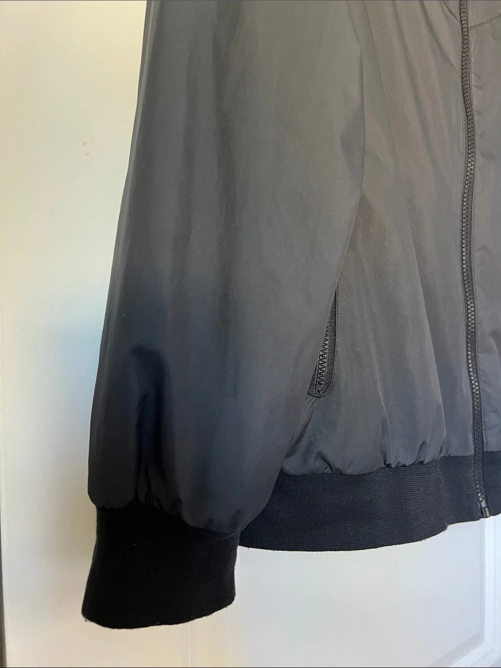Nike Kids/ Women’s Black Hooded Windbreaker with White Logo
